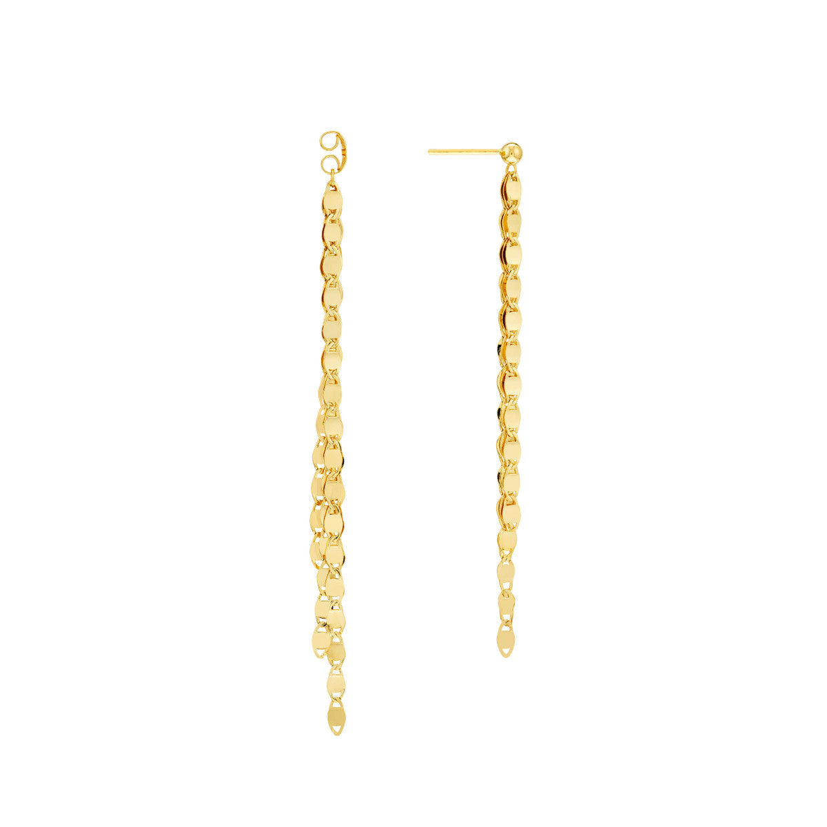 SHIMMER Front + Back Fringe Earrings