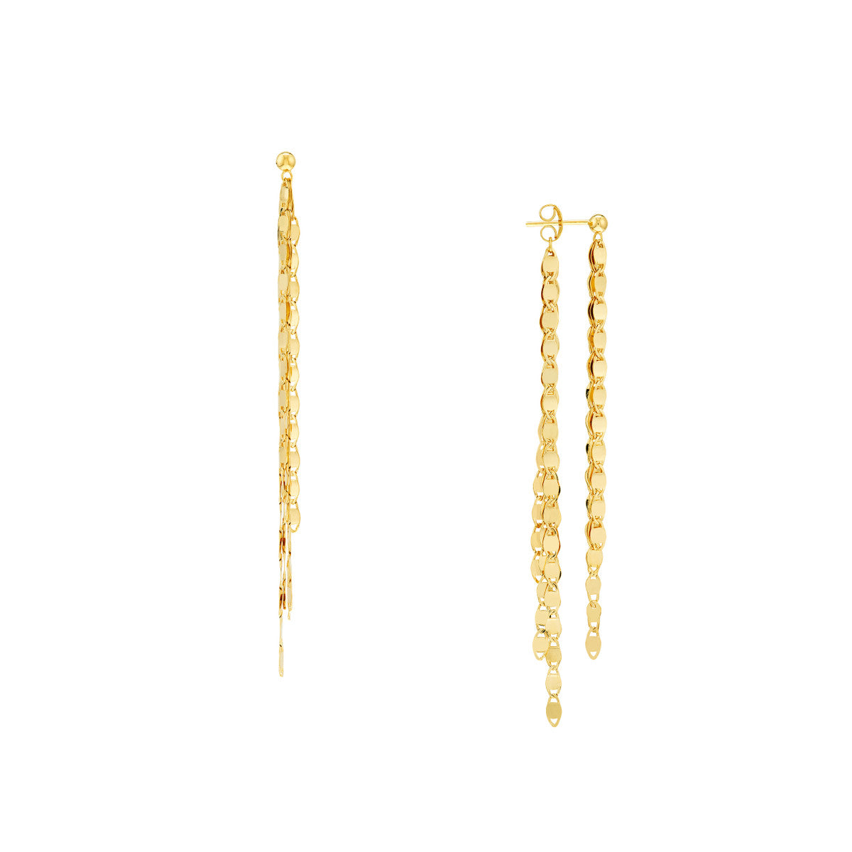 SHIMMER Front + Back Fringe Earrings