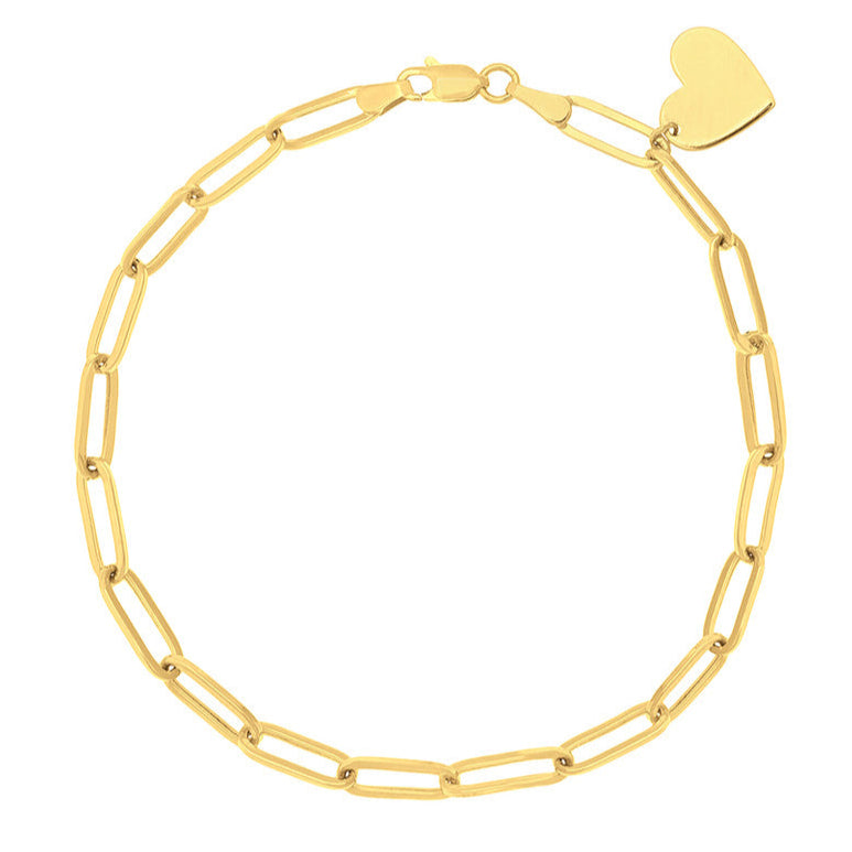 HEART Charm on Paper Clip Bracelet
