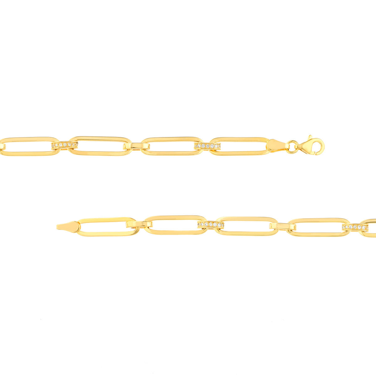 Pave Diamond Paper Clip Chain Bracelet