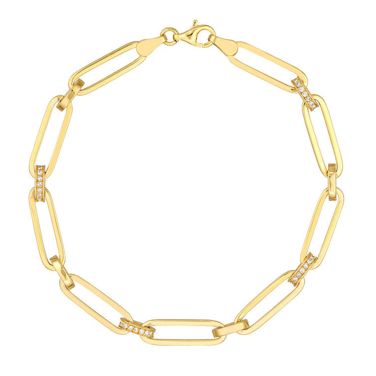 Pave Diamond Paper Clip Chain Bracelet