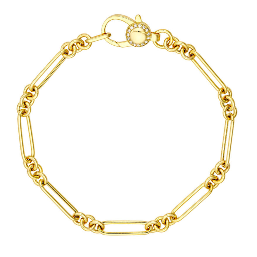 Paper Clip Bracelet with Diamond Clasp