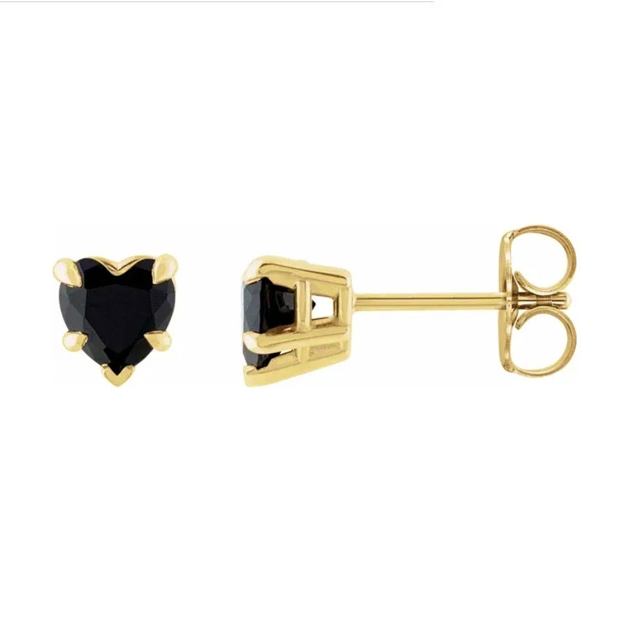 BLACK HEARTS Onyx Studs