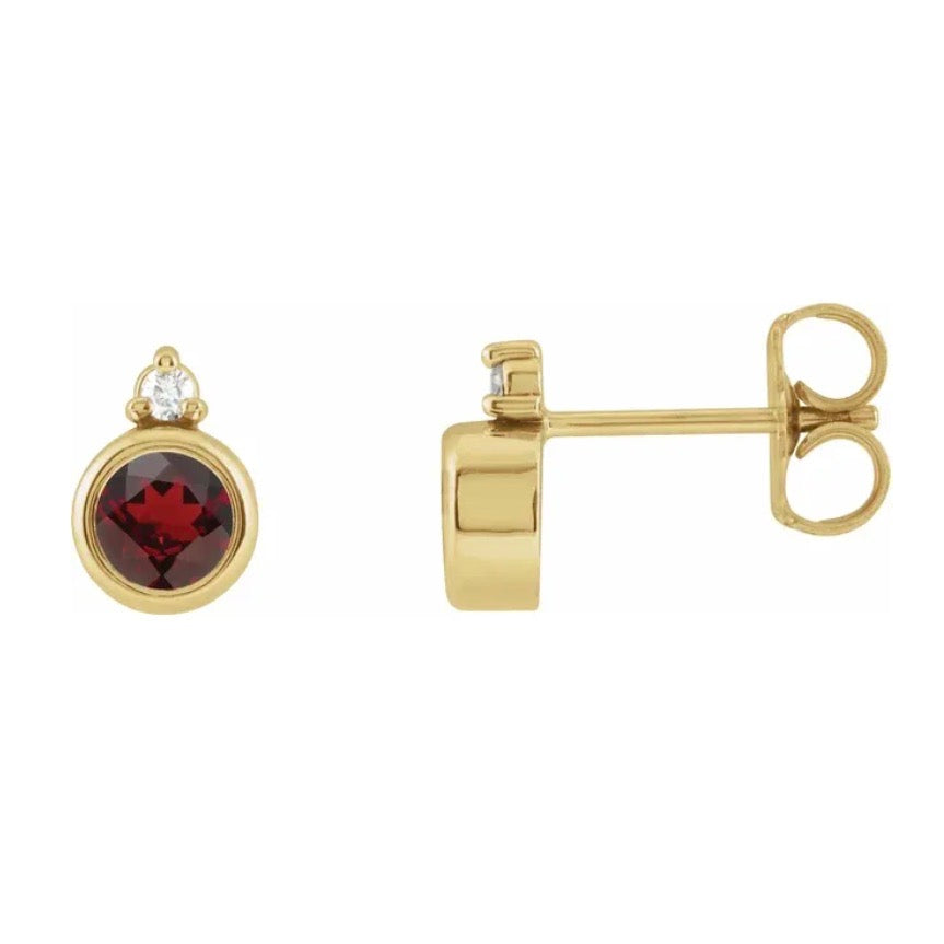 BLACK CHERRY Garnet + Diamond Studs