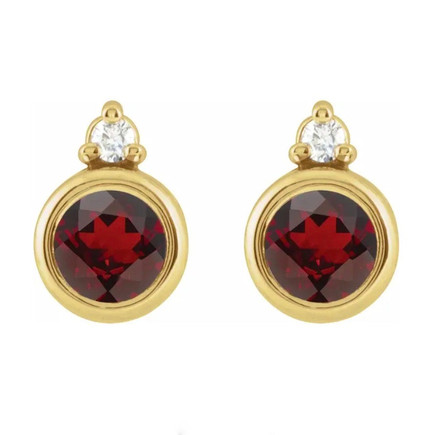 BLACK CHERRY Garnet + Diamond Studs