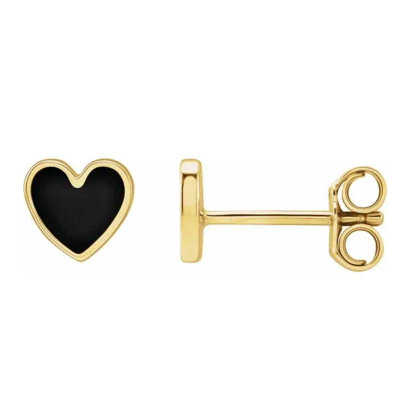 BLACK HEART Enamel Heart Studs