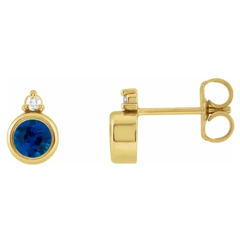 SOMETHING BLUE Sapphire + Diamond Studs