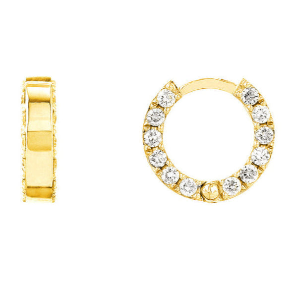 CLASSIC Side Diamond Huggie Earrings
