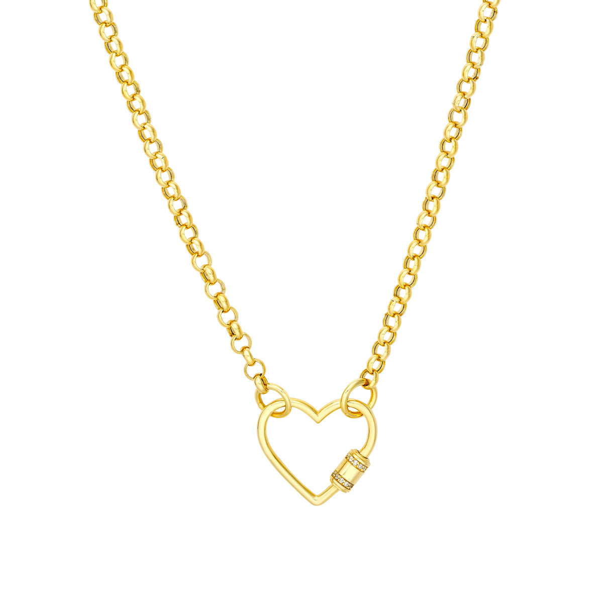 HEART Diamond Barrel Twist Chain Clasp