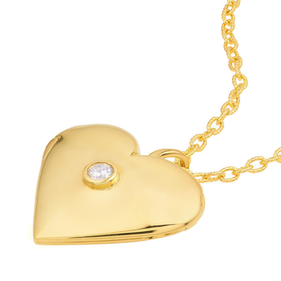 HEART Diamond Puff Locket