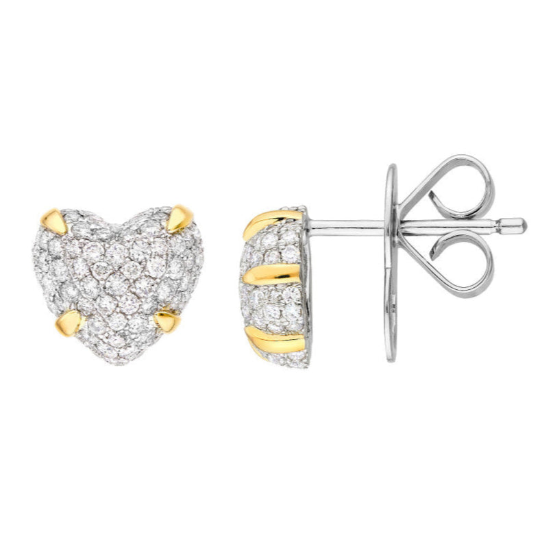 HEART Diamond Pave Heart + Claw Studs