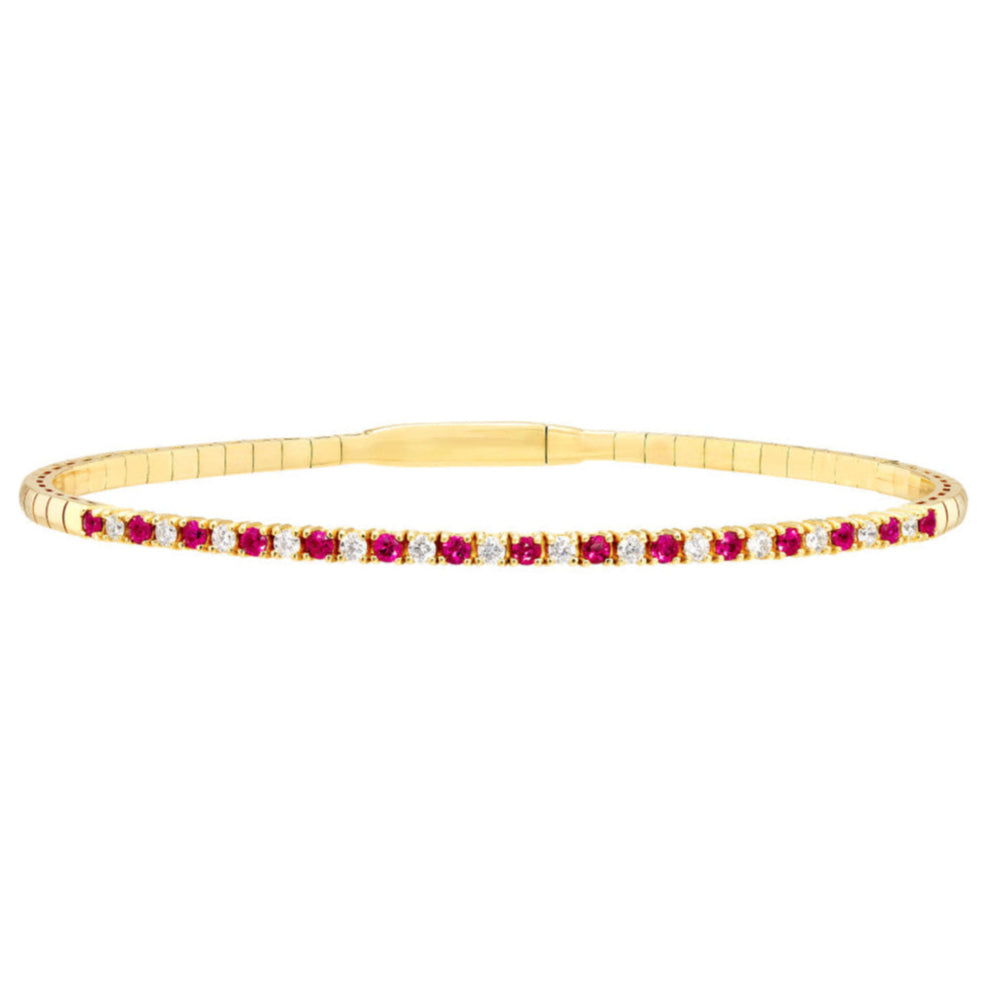 LOVE STACK Ruby + Diamond Flexible Tennis Bangle