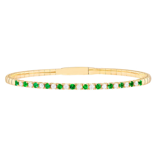 LOVE STACK Emerald + Diamond Flexible Tennis Bangle
