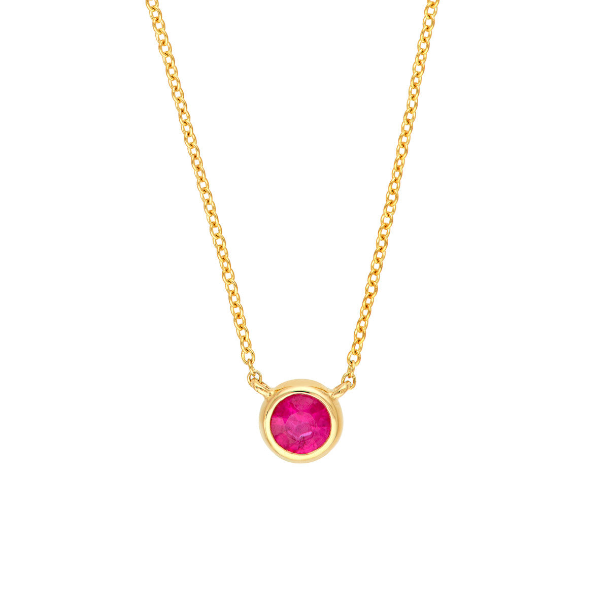 TICKLED PINK Ruby Bezel Necklace