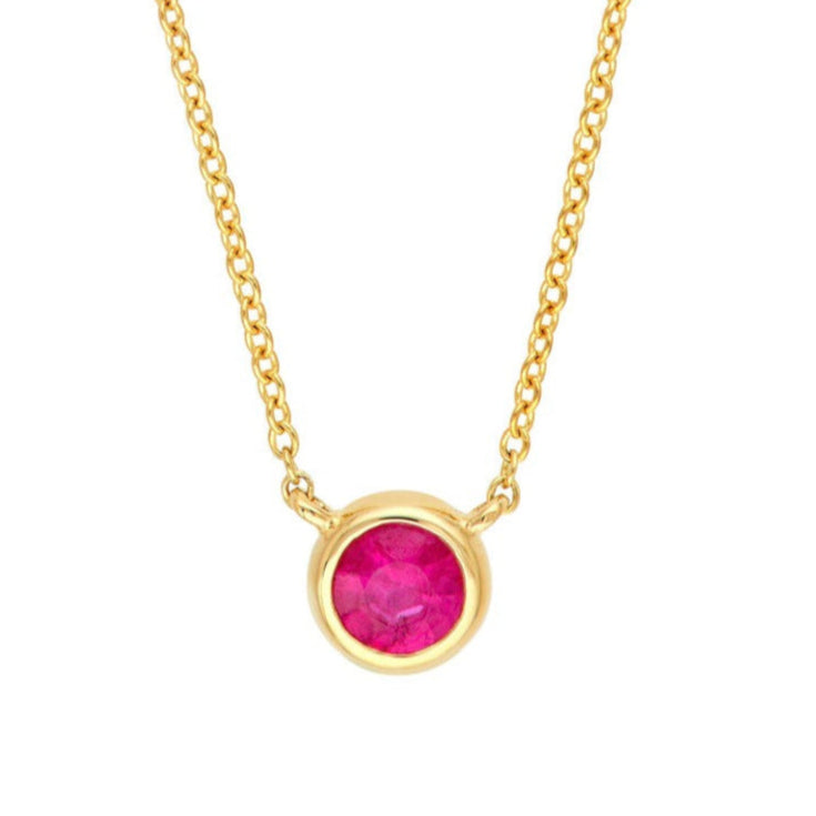 TICKLED PINK Ruby Bezel Necklace