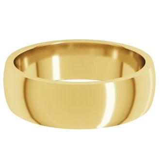 MENS 14k Yellow Half Round Comfort Fit Light Band 6mm