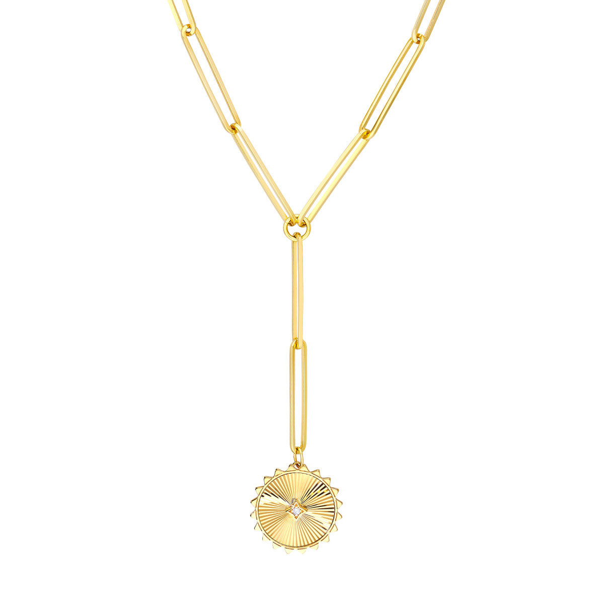 Radiant Medallion Diamond Pendant Lariat Necklace