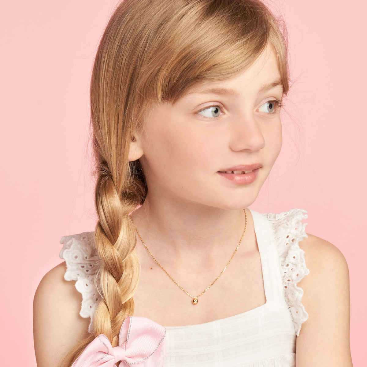 FLOWER GIRL Mini Puff Heart Pendant Necklace