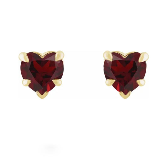 BLACK CHERRY Garnet Heart Studs