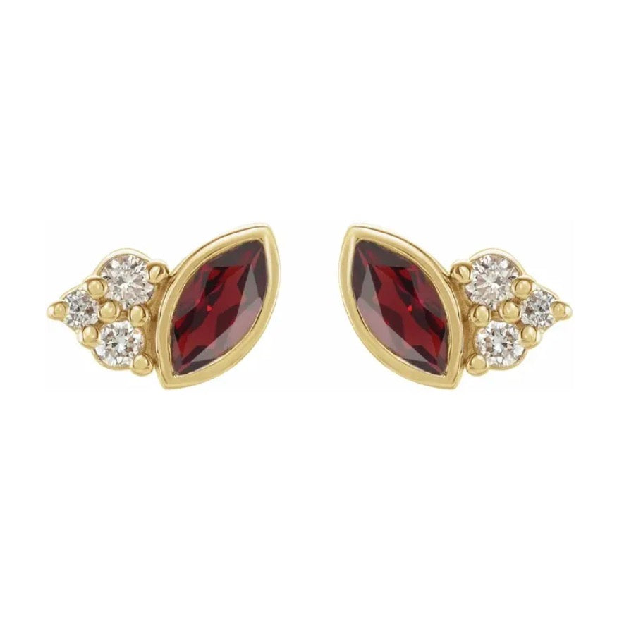 BLACK CHERRY Garnet Marquises + Trio of Diamond Studs