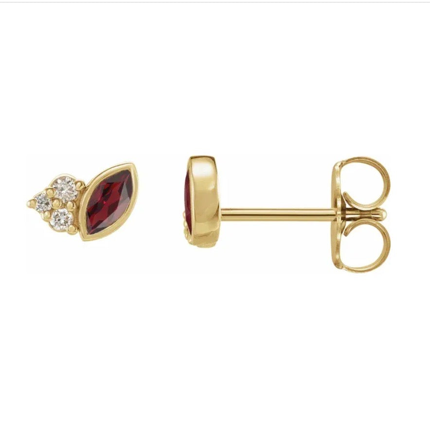 BLACK CHERRY Garnet Marquises + Trio of Diamond Studs