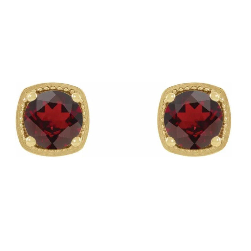 BLACK CHERRY Garnet Studs