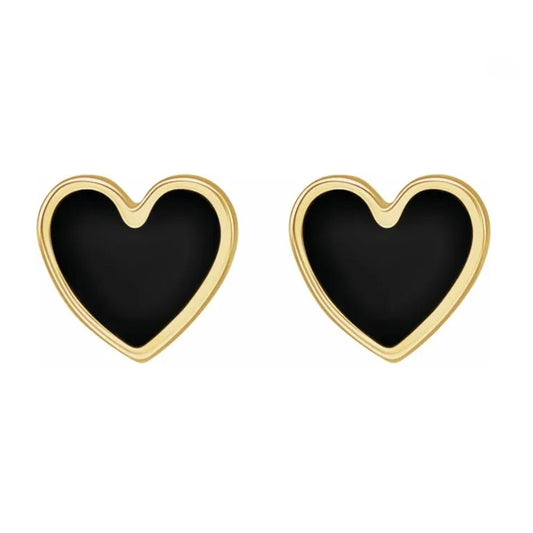 BLACK HEART Enamel Heart Studs