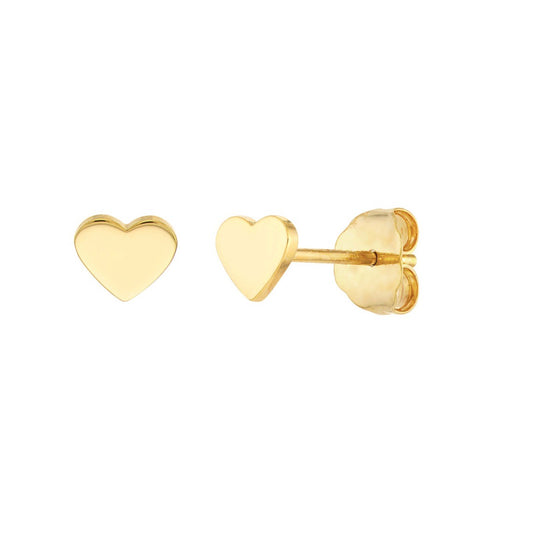 HEART Flat Gold Studs