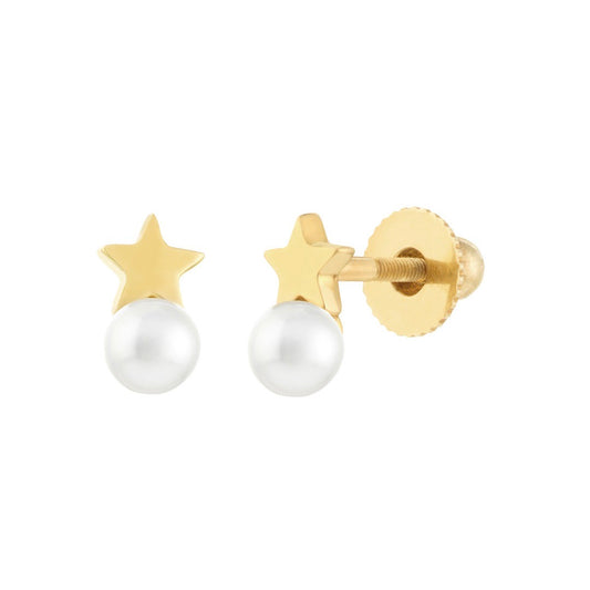 FLOWER GIRL Star + Pearl Stud Earrings