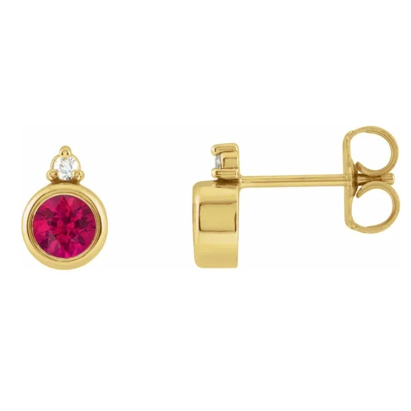 TICKLED PINK Ruby + Diamond Studs