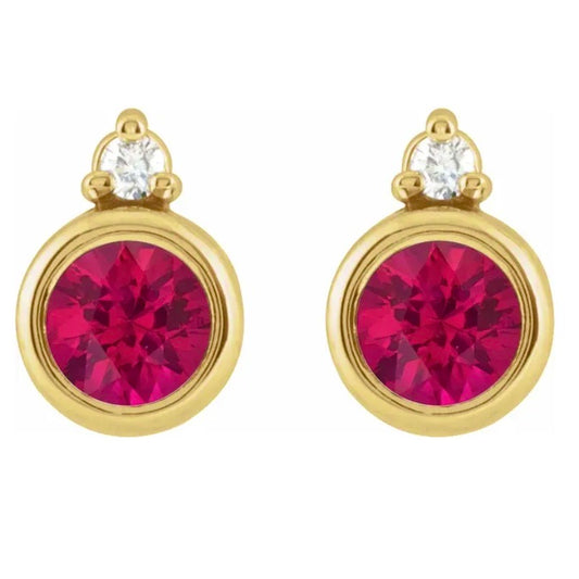 TICKLED PINK Ruby + Diamond Studs