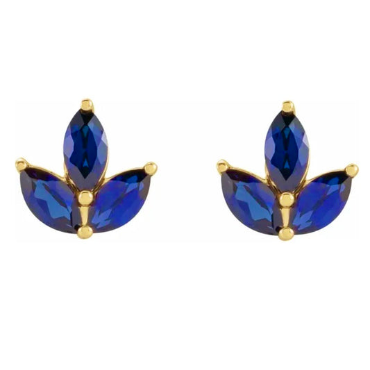 SOMETHING BLUE Sapphire Marquise Cluster Studs