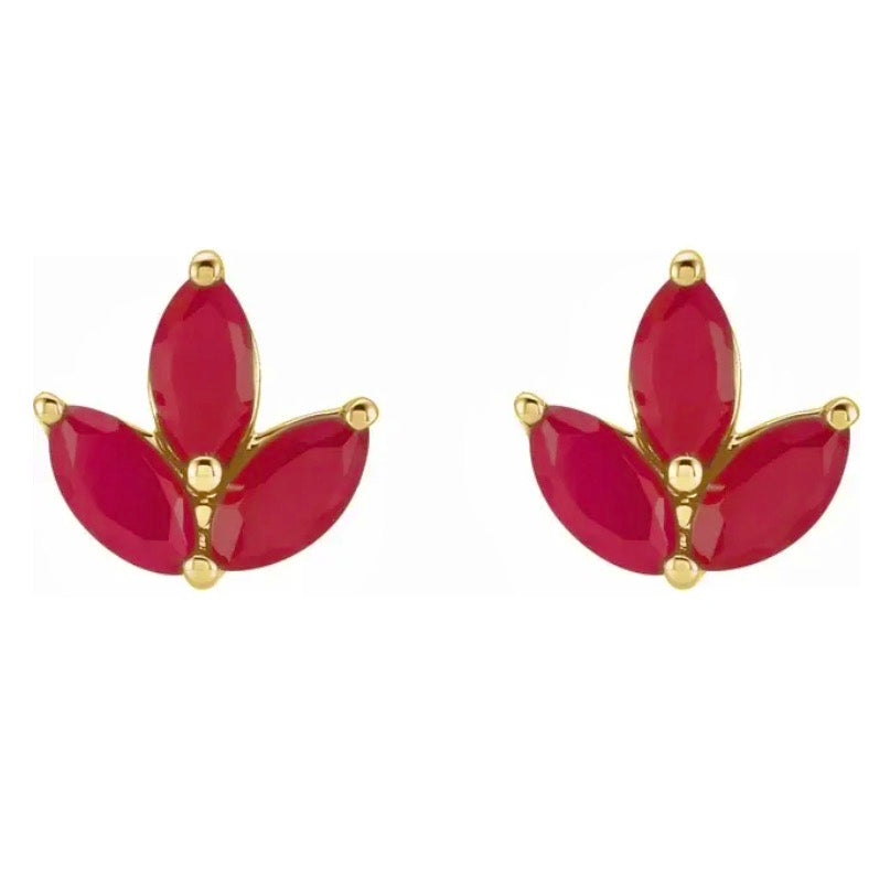 TICKLED PINK Ruby Marquise Cluster Studs