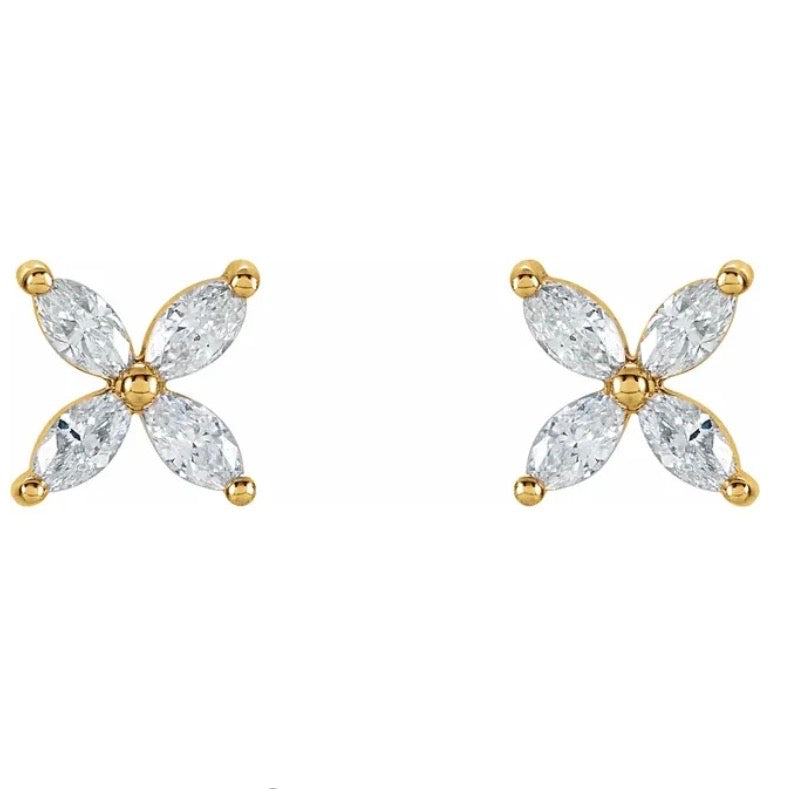 CLASSIC Diamond Marquise Cut Cluster Studs