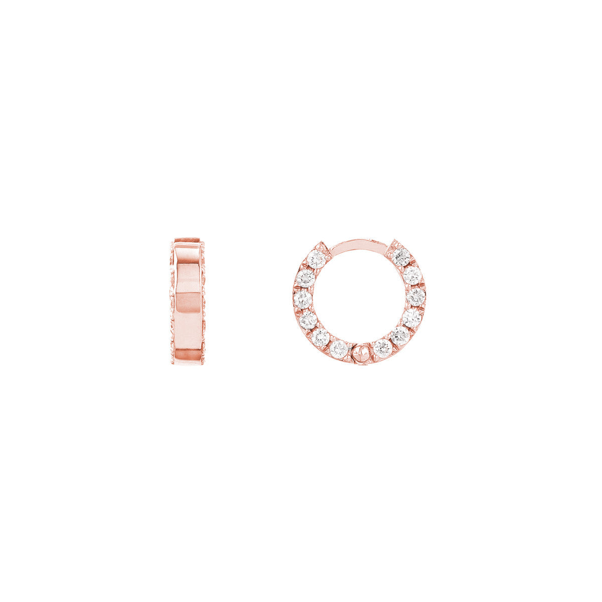 Side Diamond Huggie Earrings