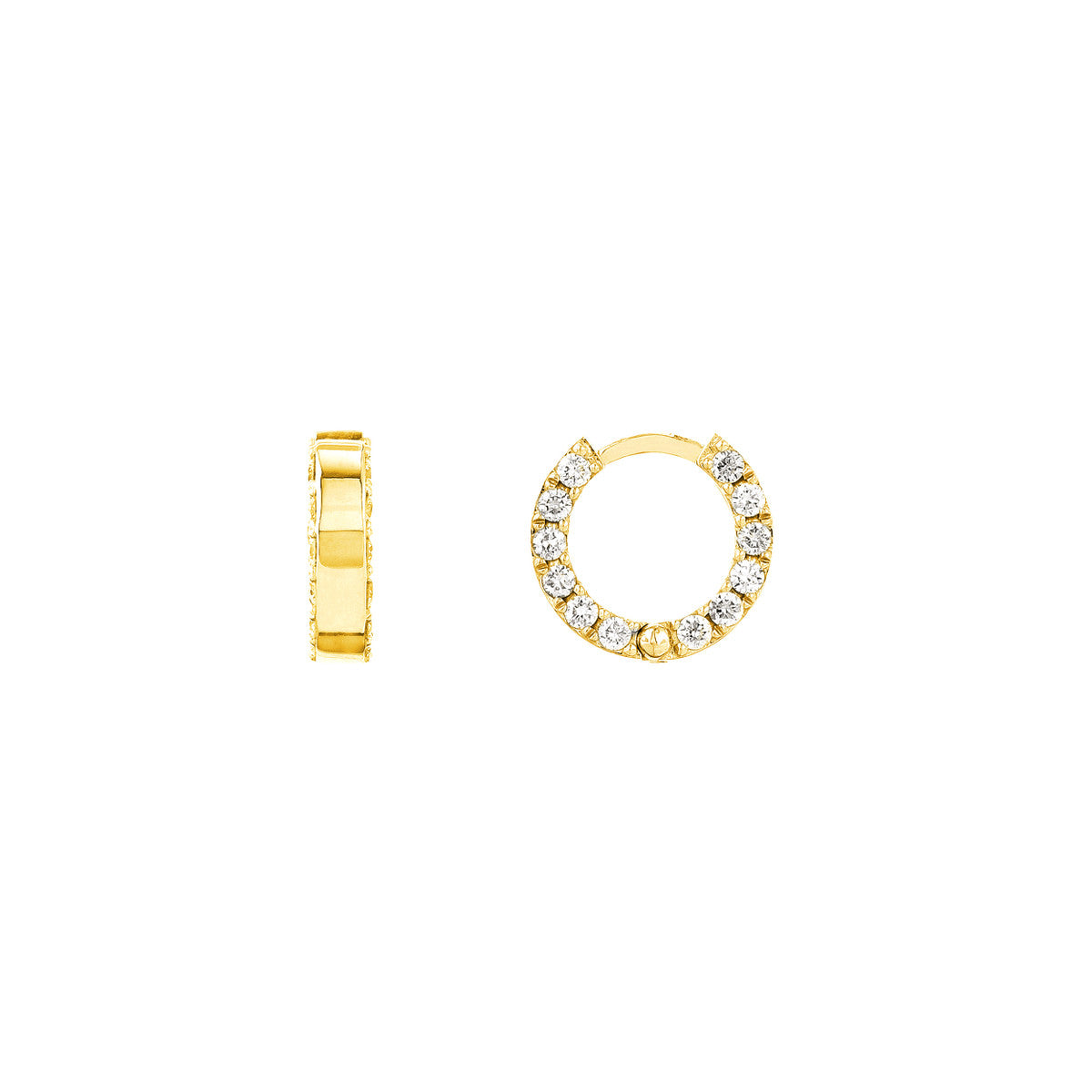 Side Diamond Huggie Earrings