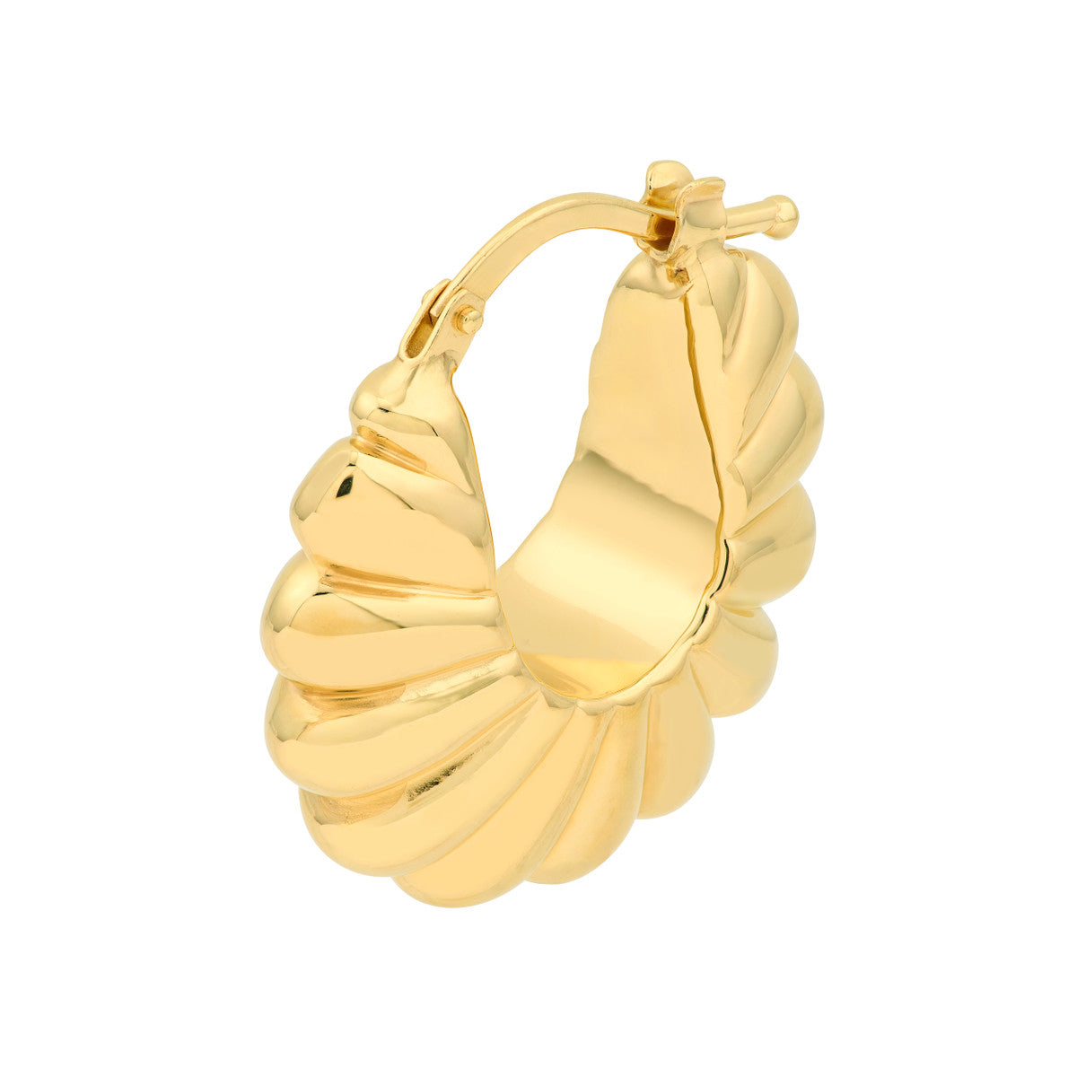 Gold Puff Shrimp Hoop Earrings