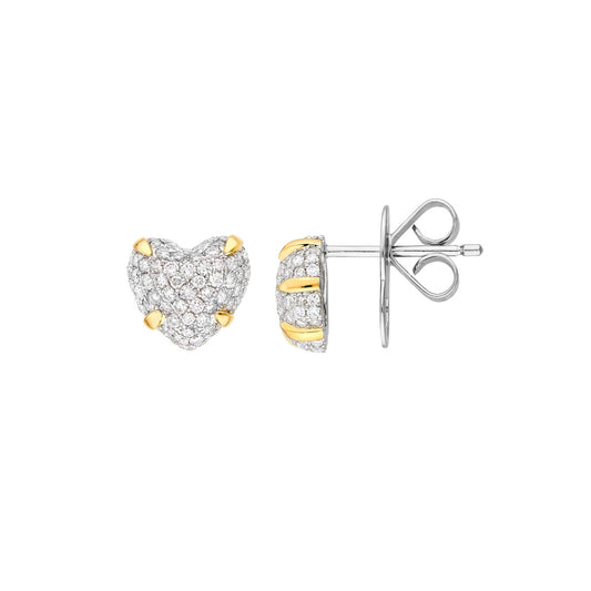 HEART Diamond Pave Heart + Claw Studs