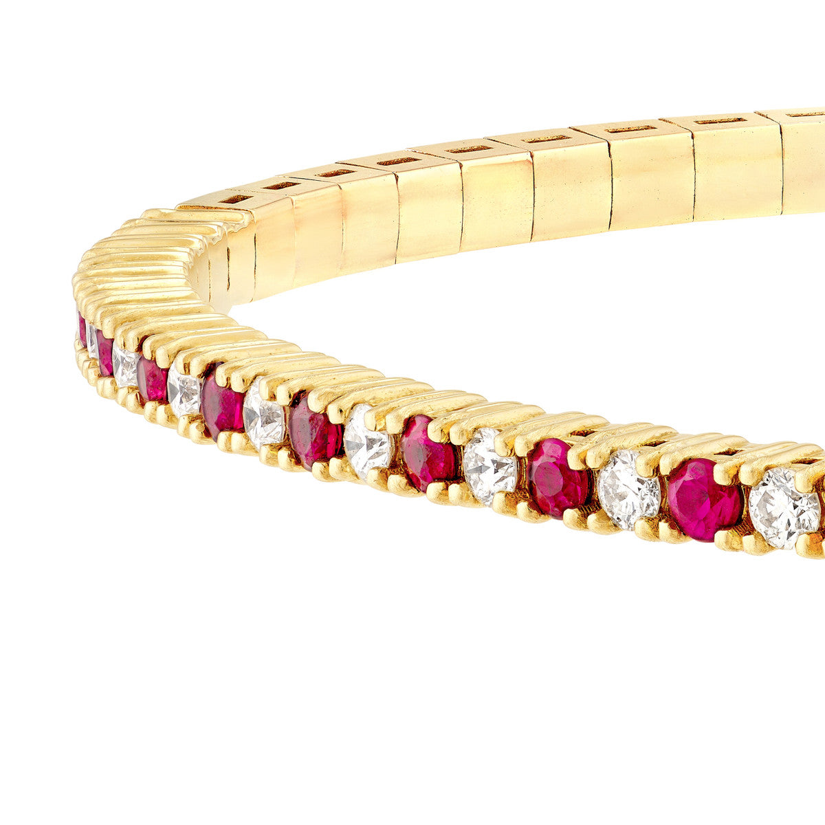 LOVE STACK Ruby + Diamond Flexible Tennis Bangle