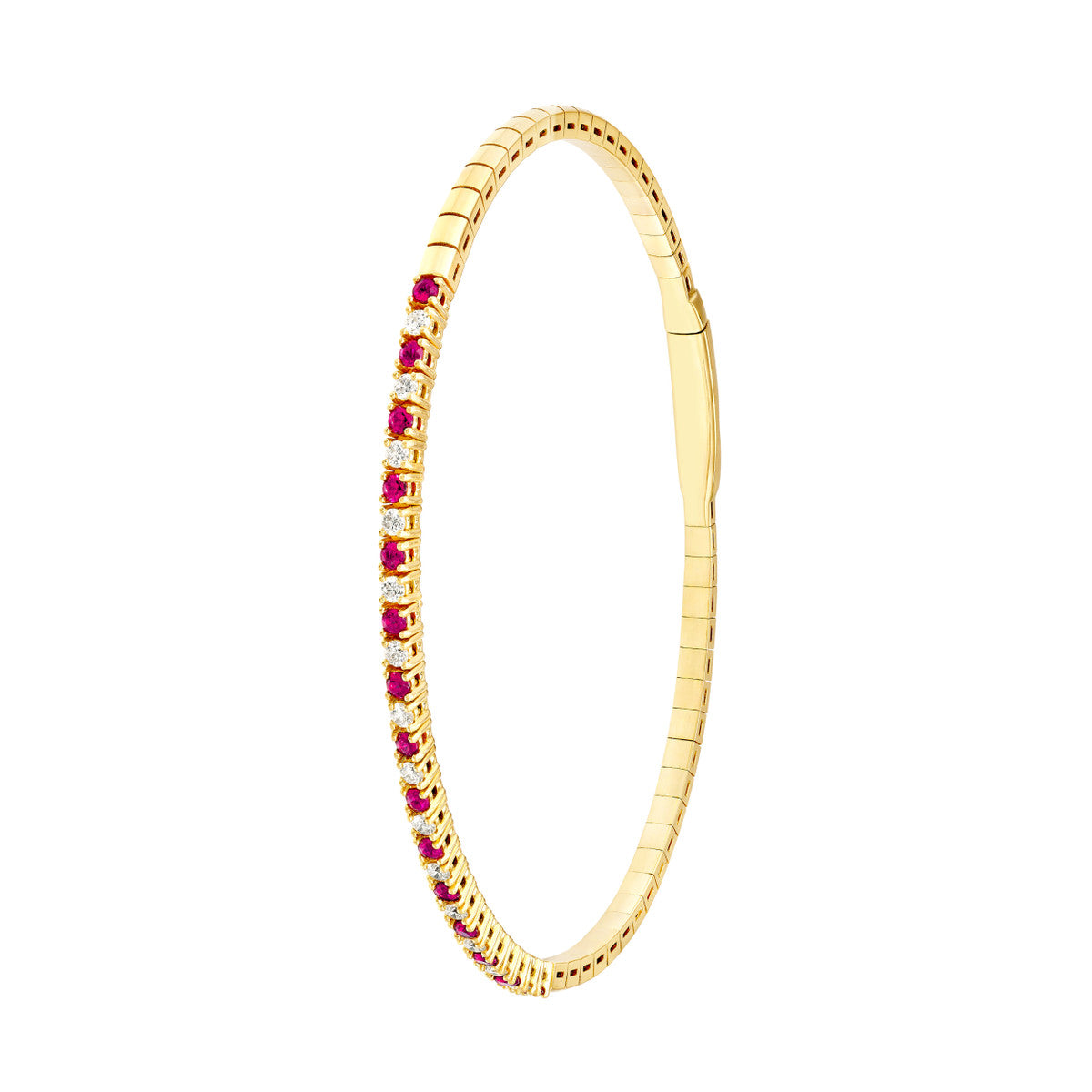 LOVE STACK Ruby + Diamond Flexible Tennis Bangle