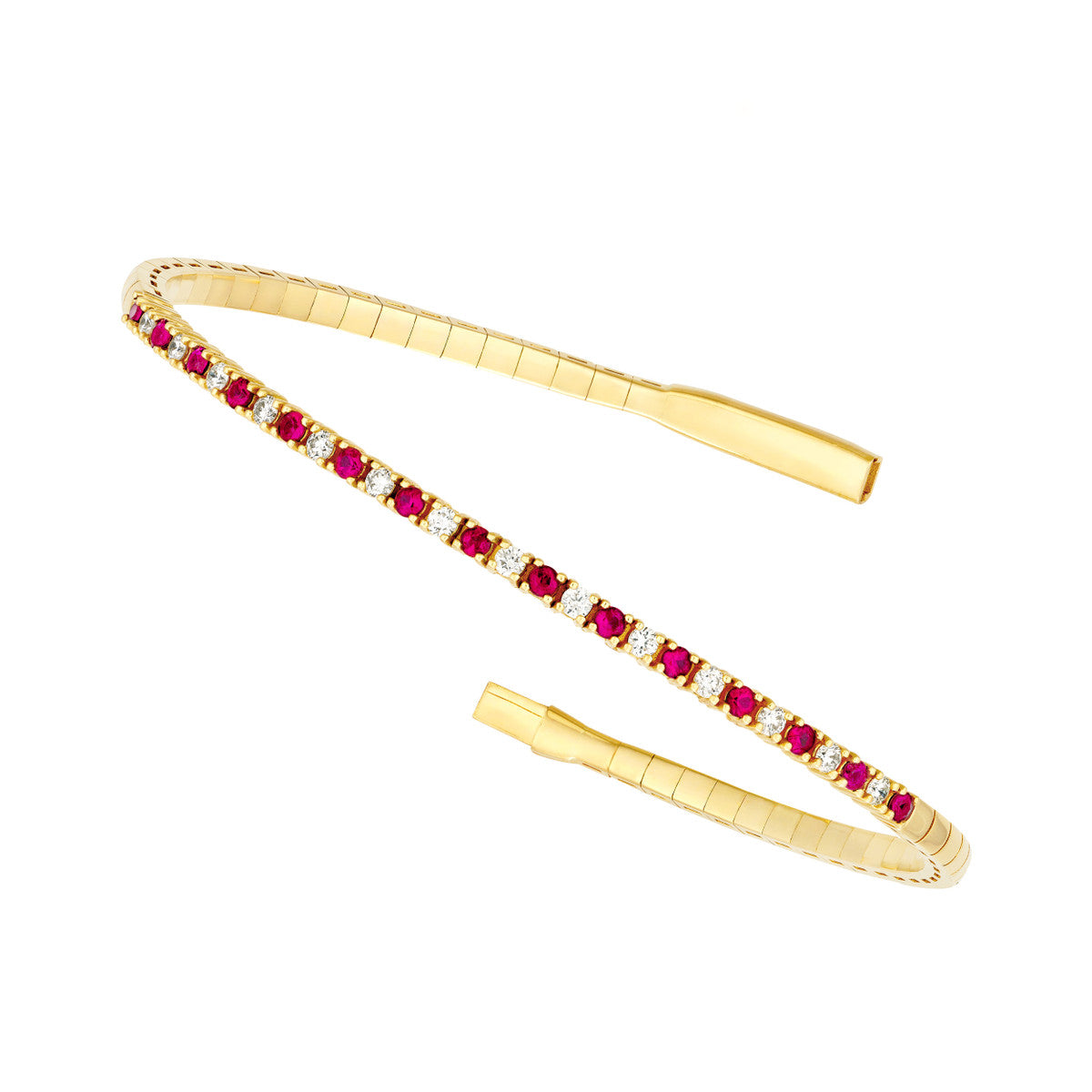 LOVE STACK Ruby + Diamond Flexible Tennis Bangle