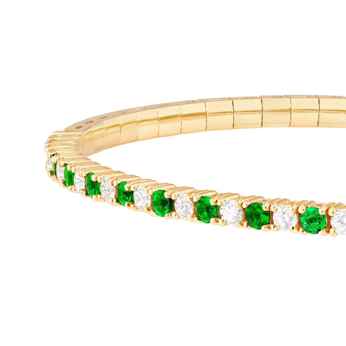 LOVE STACK Emerald + Diamond Flexible Tennis Bangle