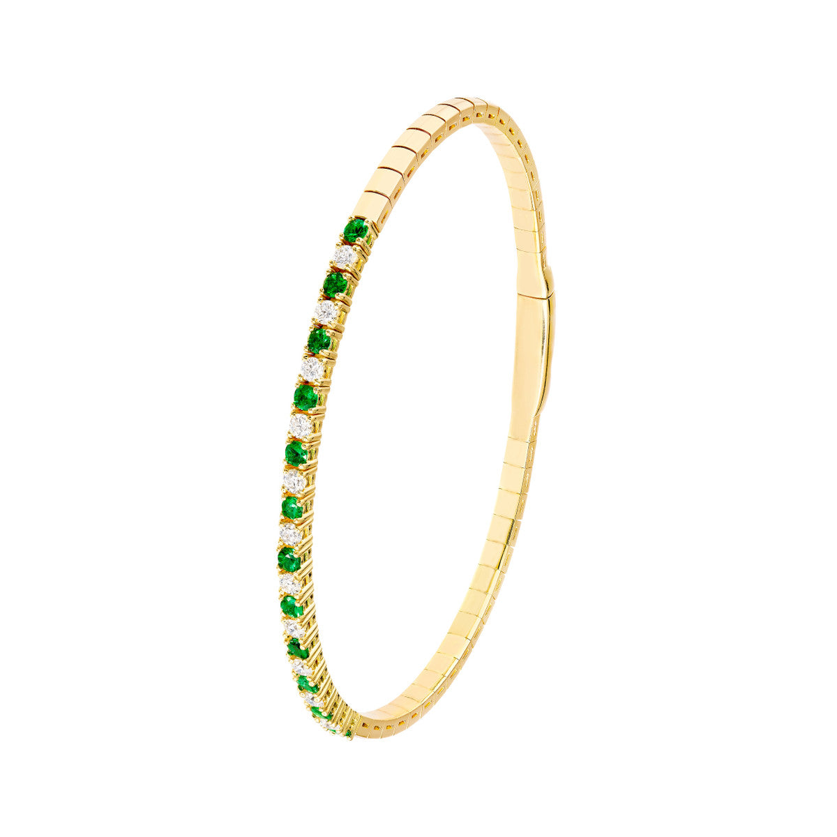 LOVE STACK Emerald + Diamond Flexible Tennis Bangle