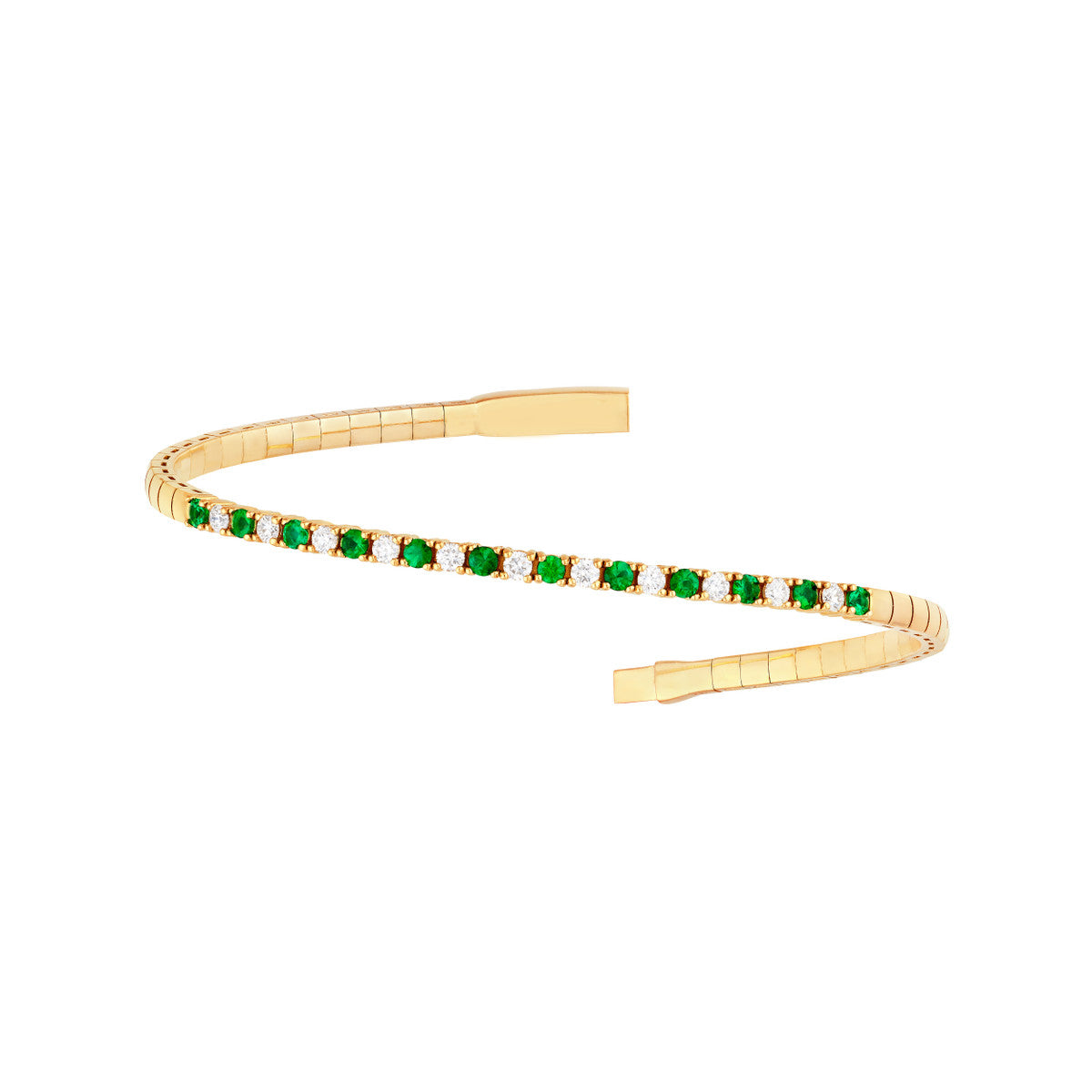 LOVE STACK Emerald + Diamond Flexible Tennis Bangle