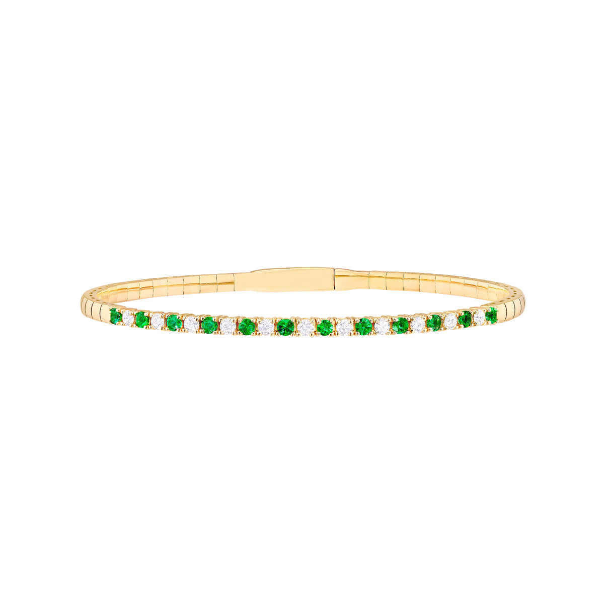 LOVE STACK Emerald + Diamond Flexible Tennis Bangle