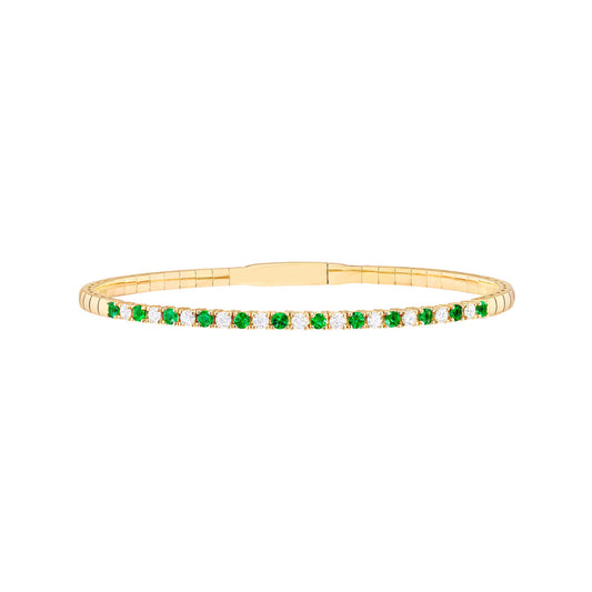 LOVE STACK Emerald + Diamond Flexible Tennis Bangle